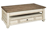 Realyn White/Brown Coffee Table with Lift Top by Ashley at Eve Furniture