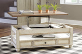 Realyn White/Brown Coffee Table with Lift Top by Ashley at Eve Furniture