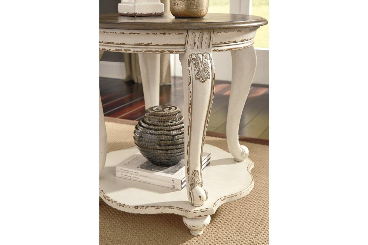 Realyn White/Brown End Table by Ashley at Eve Furniture