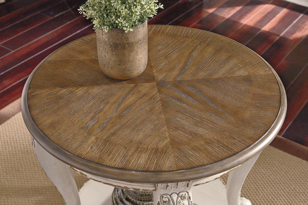 Realyn White/Brown End Table by Ashley at Eve Furniture