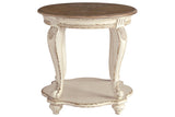 Realyn White/Brown End Table by Ashley at Eve Furniture