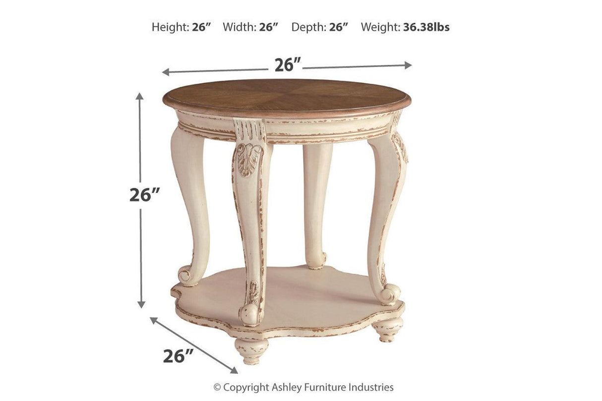 Realyn White/Brown End Table by Ashley at Eve Furniture
