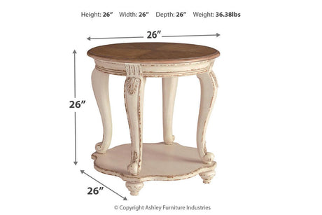 Realyn White/Brown End Table by Ashley at Eve Furniture