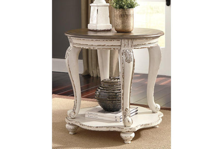 Realyn White/Brown End Table by Ashley at Eve Furniture