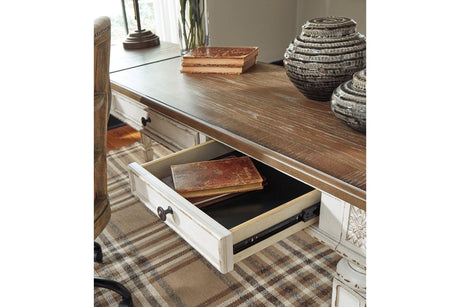 Realyn White/Brown Home Office Lift Top Desk by Ashley at Eve Furniture