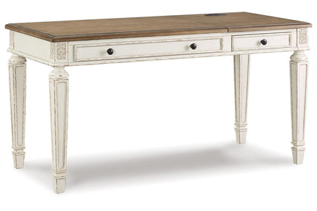Realyn White/Brown Home Office Lift Top Desk by Ashley at Eve Furniture