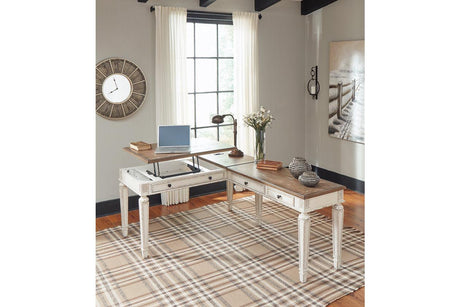 Realyn White/Brown Home Office Lift Top Desk by Ashley at Eve Furniture