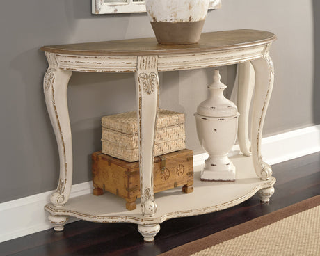 Realyn White/Brown Sofa Table by Ashley at Eve Furniture