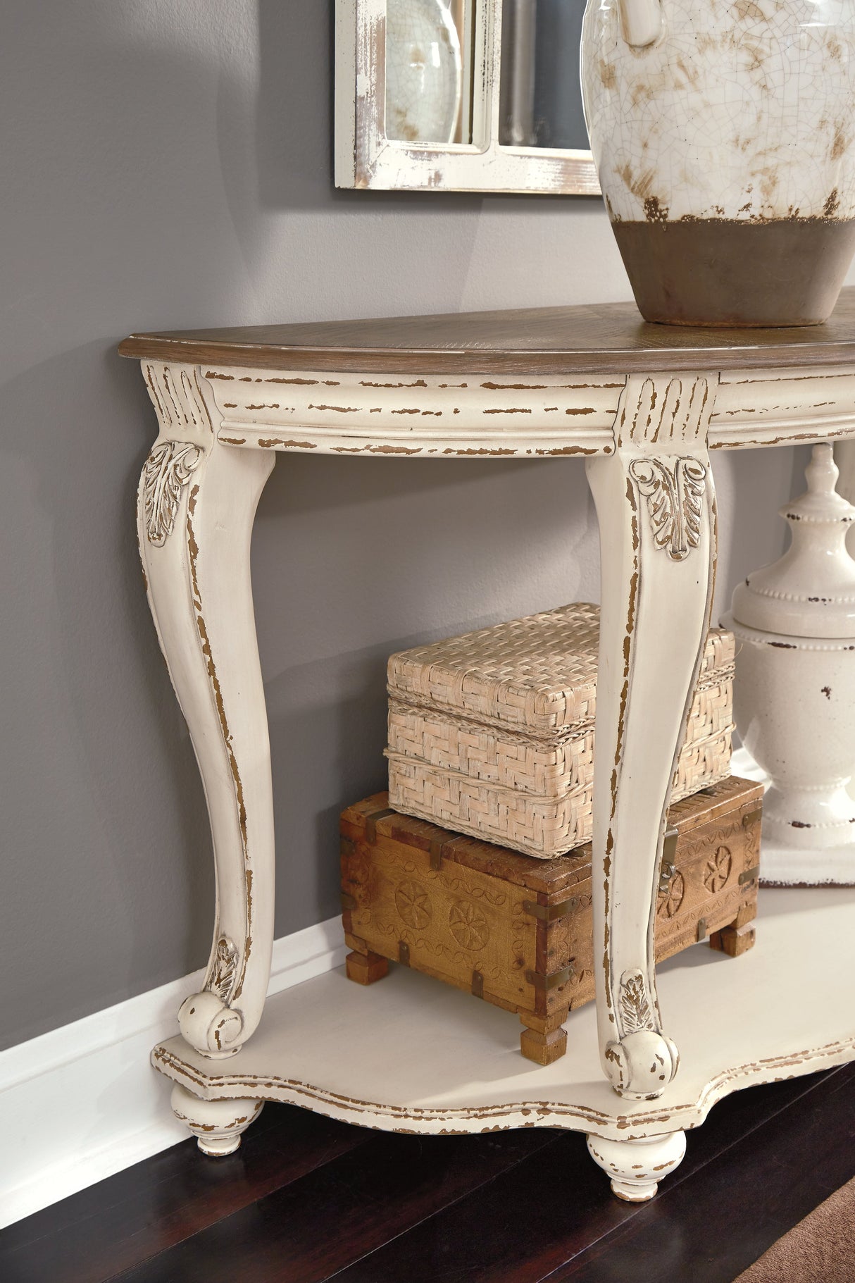 Realyn White/Brown Sofa Table by Ashley at Eve Furniture