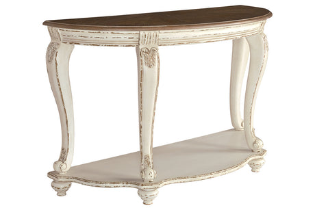 Realyn White/Brown Sofa Table by Ashley at Eve Furniture