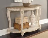 Realyn White/Brown Sofa Table by ASHLEY FURNITURE at Eve Furniture