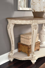 Realyn White/Brown Sofa Table by ASHLEY FURNITURE at Eve Furniture