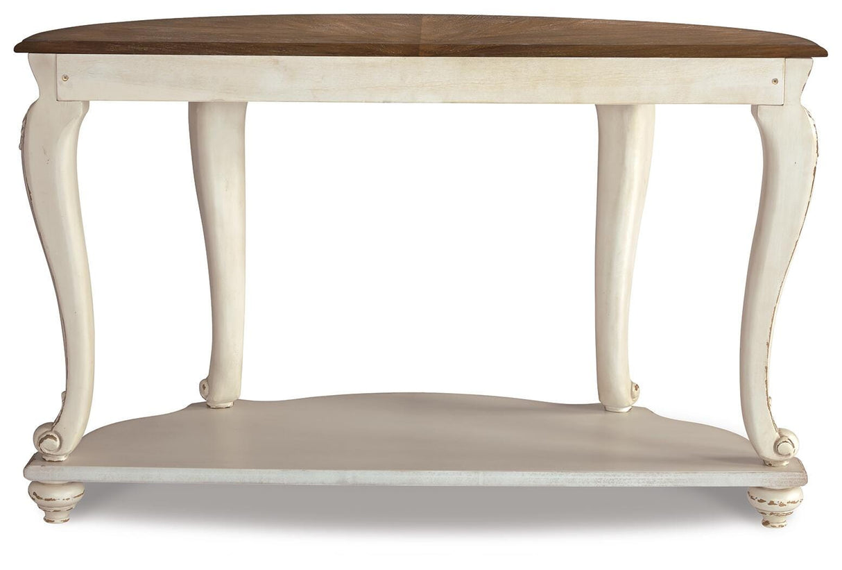 Realyn White/Brown Sofa Table by ASHLEY FURNITURE at Eve Furniture