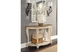 Realyn White/Brown Sofa Table by ASHLEY FURNITURE at Eve Furniture