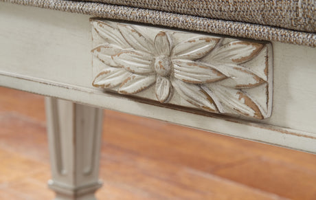 Realyn Antique White Accent Bench by Ashley at Eve Furniture