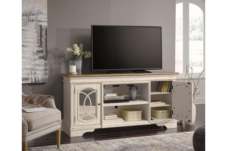 Realyn Chipped White 74" TV Stand by Ashley at Eve Furniture