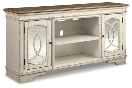 Realyn Chipped White 74" TV Stand by Ashley at Eve Furniture