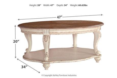 Realyn White/Brown Coffee Table by Ashley at Eve Furniture
