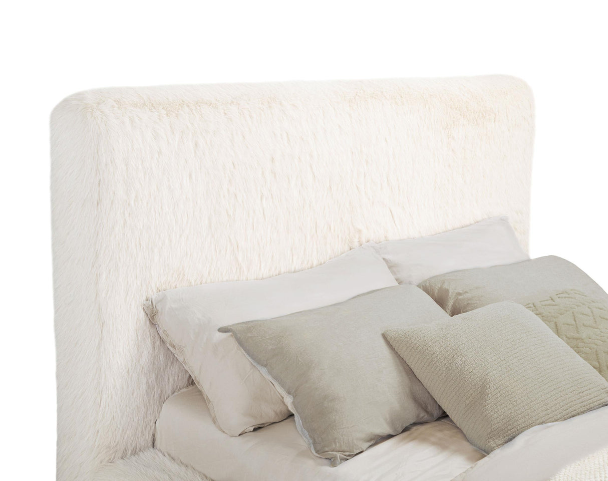 Rebecca Cream Faux Fur Upholstered Eastern King Bed by Coaster at Eve Furniture