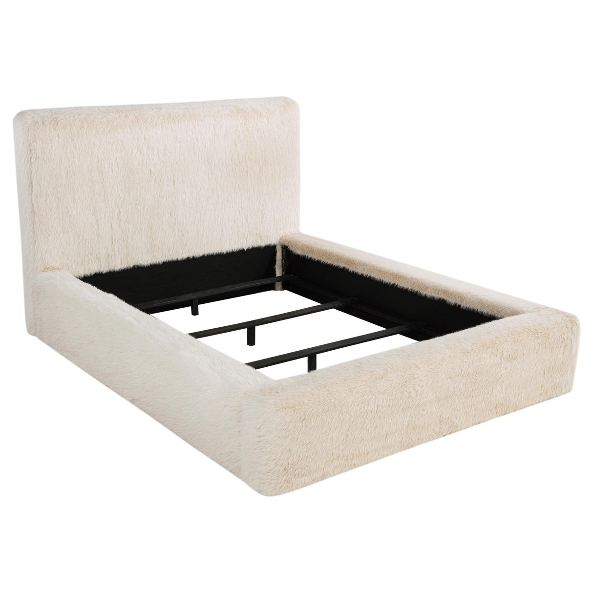 Rebecca Cream Faux Fur Upholstered Eastern King Bed by Coaster at Eve Furniture