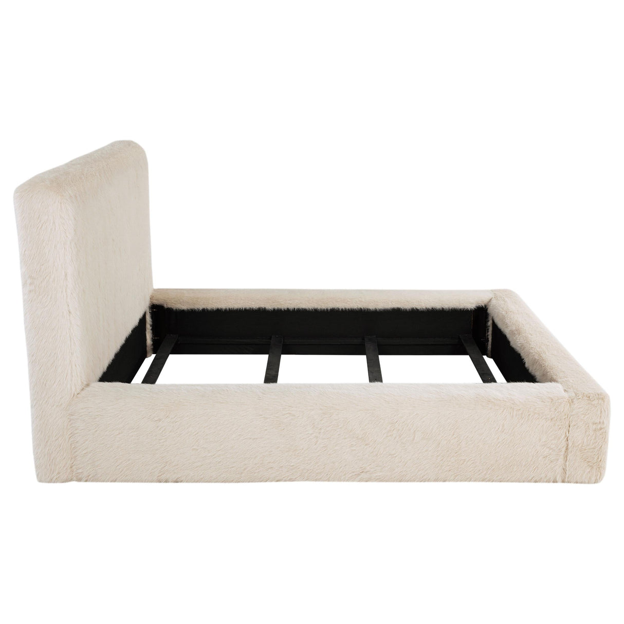 Rebecca Cream Faux Fur Upholstered Eastern King Bed by Coaster at Eve Furniture