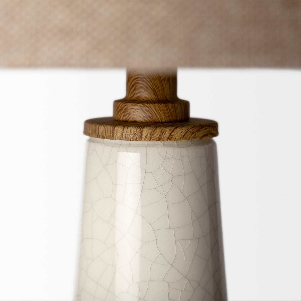 Rebecca White Crackled Ceramic Base Wood Accent Table Lamp by Mercana at Eve Furniture