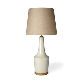 Rebecca White Crackled Ceramic Base Wood Accent Table Lamp by Mercana at Eve Furniture