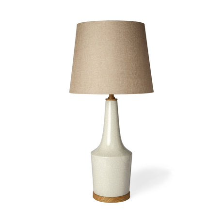 Rebecca White Crackled Ceramic Base Wood Accent Table Lamp by Mercana at Eve Furniture