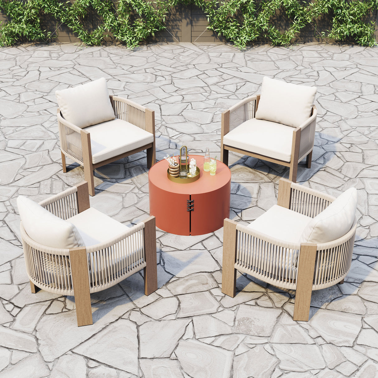 Rebel Beige Outdoor Accent Chair by Zuomod at Eve Furniture