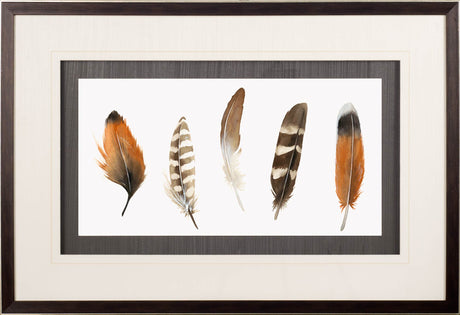 Red Rock Feathers I by Grace Popp a Hand Embellished Textured Framed Art Print Matted under Glass by Mercana at Eve Furniture