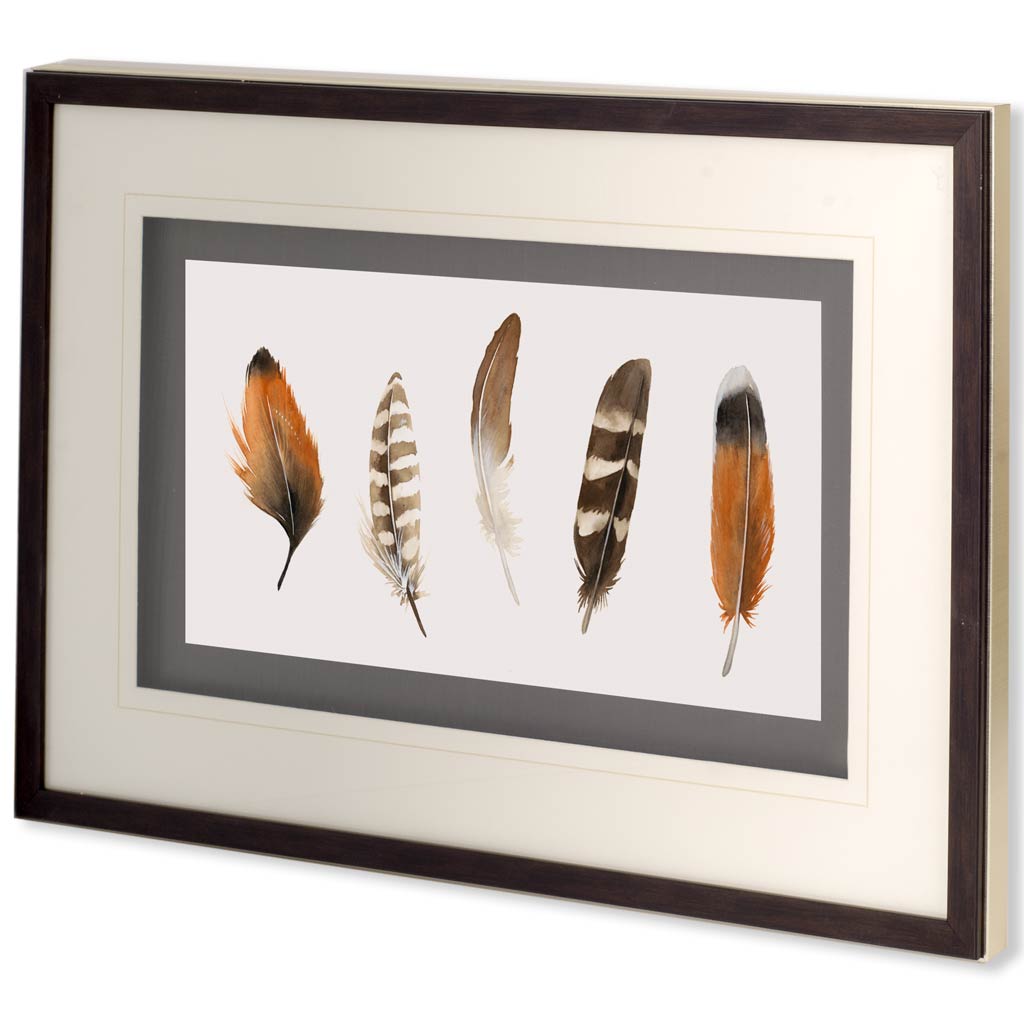 Red Rock Feathers I by Grace Popp a Hand Embellished Textured Framed Art Print Matted under Glass by Mercana at Eve Furniture