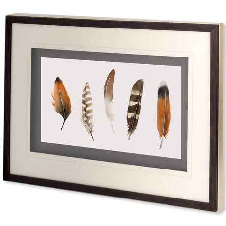 Red Rock Feathers I by Grace Popp a Hand Embellished Textured Framed Art Print Matted under Glass by Mercana at Eve Furniture