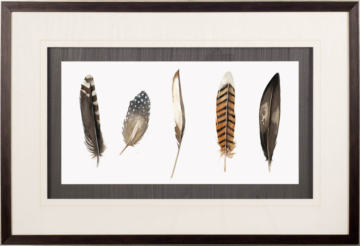 Red Rock Feathers II by Grace Popp a Hand Embellished Textured Framed Art Print Matted under Glass by Mercana at Eve Furniture