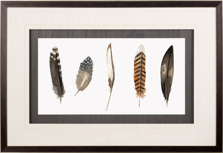 Red Rock Feathers II by Grace Popp a Hand Embellished Textured Framed Art Print Matted under Glass by Mercana at Eve Furniture