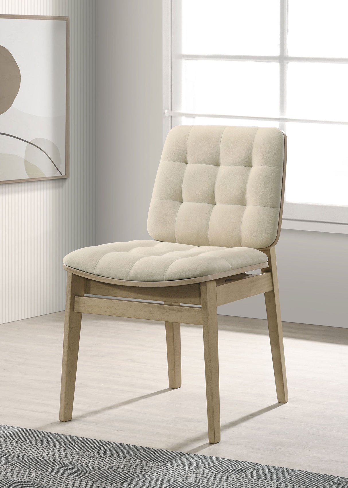 Redbridge Cream/Natural Oak Velvet Upholstered Side Chair (Set of 2) by Coaster at Eve Furniture