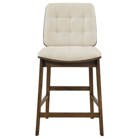 Redbridge Cream/Walnut Velvet Upholstered Counter Chair (Set of 2) by Coaster at Eve Furniture