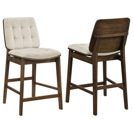 Redbridge Cream/Walnut Velvet Upholstered Counter Chair (Set of 2) by Coaster at Eve Furniture