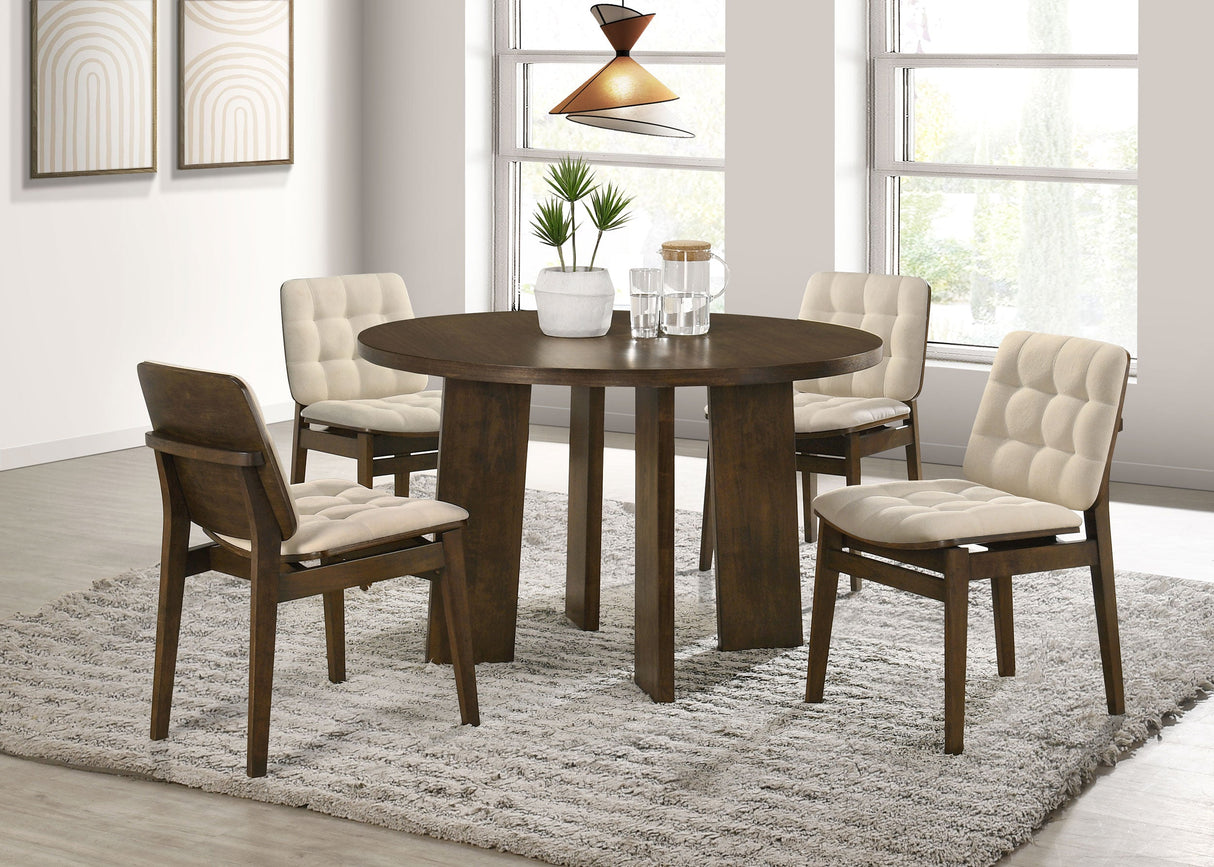 Redbridge Cream/Walnut Velvet Upholstered Side Chair (Set of 2) by Coaster at Eve Furniture