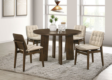 Redbridge Cream/Walnut Velvet Upholstered Side Chair (Set of 2) by Coaster at Eve Furniture