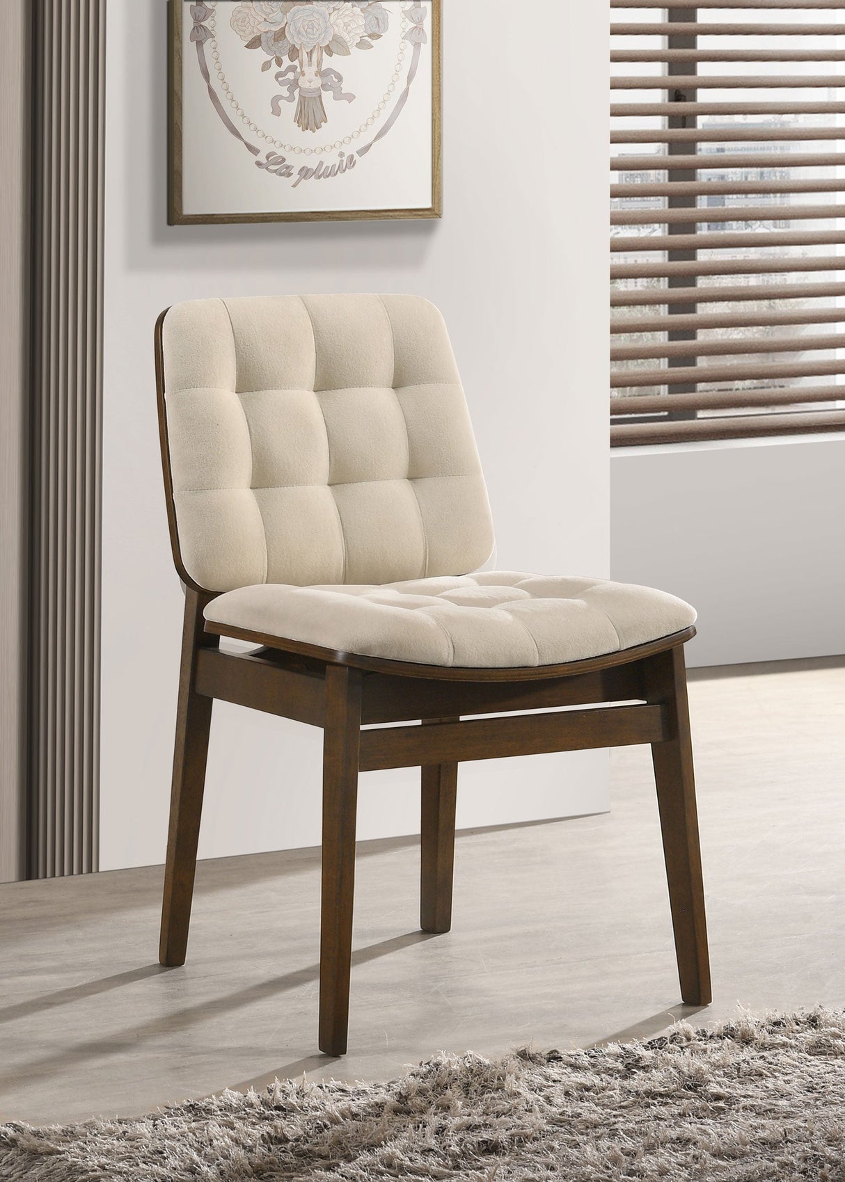 Redbridge Cream/Walnut Velvet Upholstered Side Chair (Set of 2) by Coaster at Eve Furniture