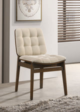 Redbridge Cream/Walnut Velvet Upholstered Side Chair (Set of 2) by Coaster at Eve Furniture