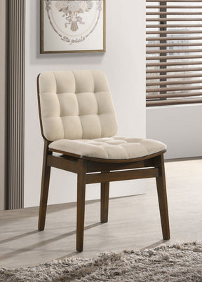 Redbridge Cream/Walnut Velvet Upholstered Side Chair (Set of 2) by Coaster at Eve Furniture