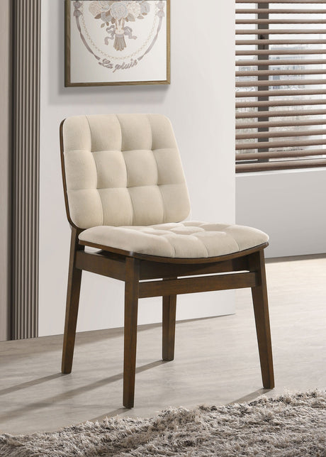 Redbridge Cream/Walnut Velvet Upholstered Side Chair (Set of 2) by Coaster at Eve Furniture