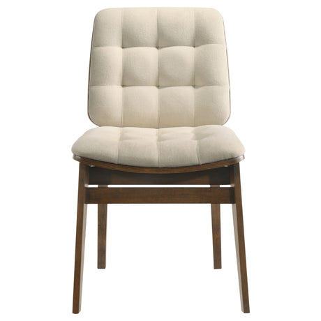 Redbridge Cream/Walnut Velvet Upholstered Side Chair (Set of 2) by Coaster at Eve Furniture