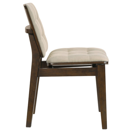 Redbridge Cream/Walnut Velvet Upholstered Side Chair (Set of 2) by Coaster at Eve Furniture