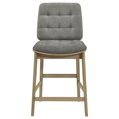 Redbridge Grey/Natural Oak Velvet Upholstered Counter Chair (Set of 2) by Coaster at Eve Furniture