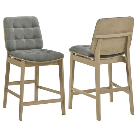 Redbridge Grey/Natural Oak Velvet Upholstered Counter Chair (Set of 2) by Coaster at Eve Furniture