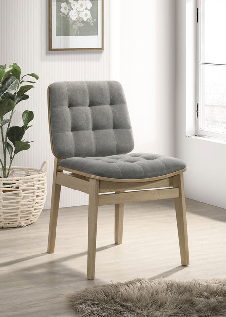 Redbridge Grey/Natural Oak Velvet Upholstered Side Chair (Set of 2) by Coaster at Eve Furniture