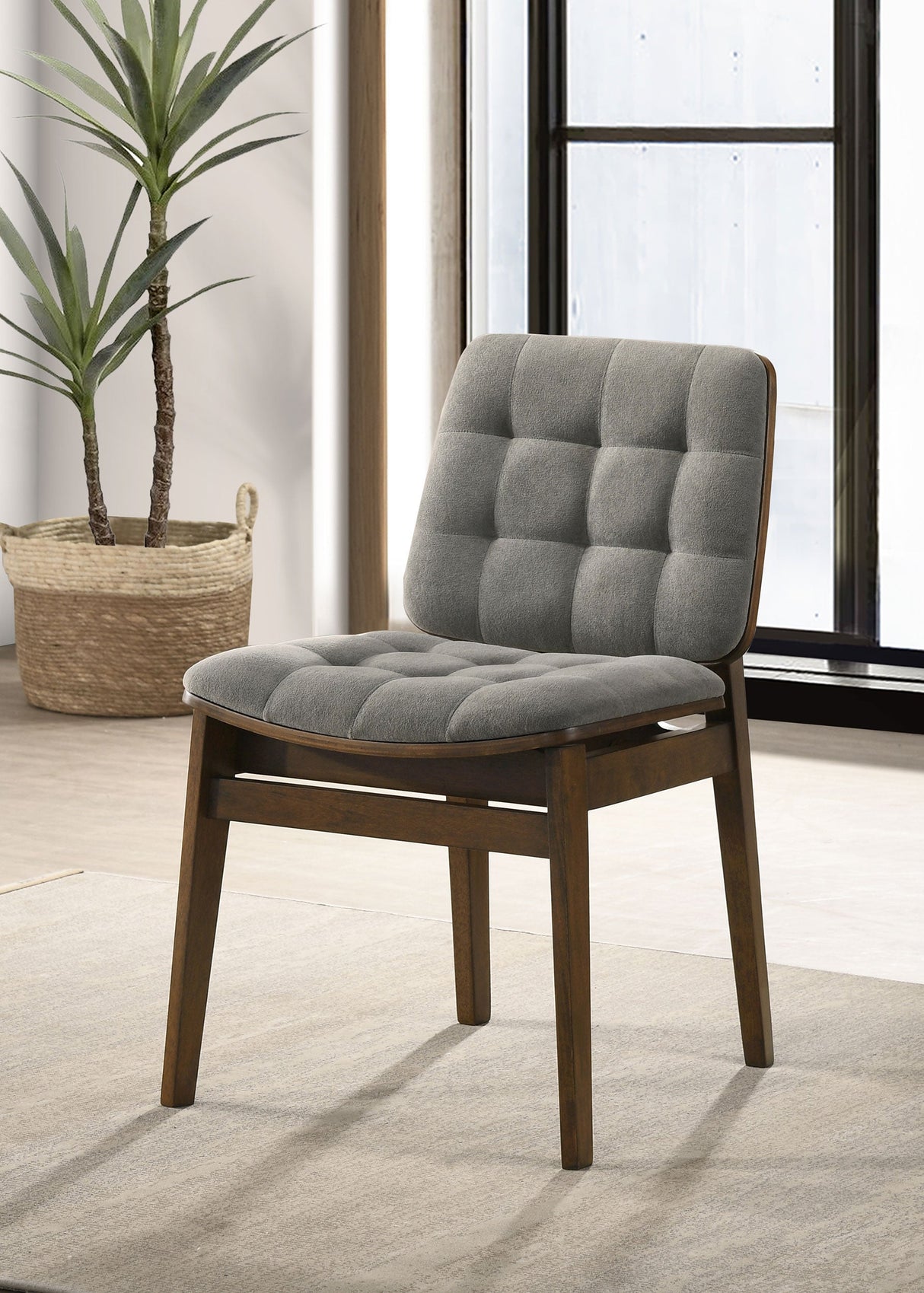 Redbridge Grey/Walnut Velvet Upholstered Side Chair (Set of 2) by Coaster at Eve Furniture
