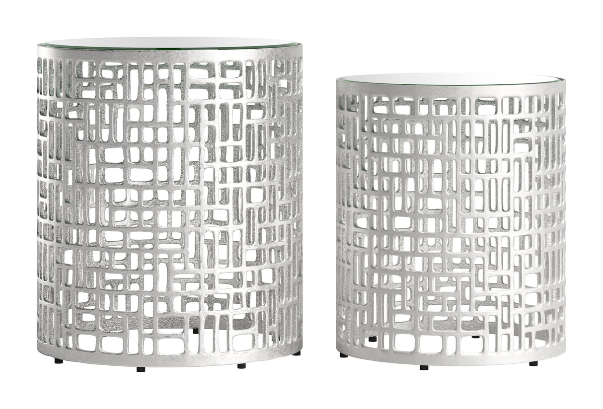 Reden Silver Side Table Set (2-Piece) by Zuomod at Eve Furniture